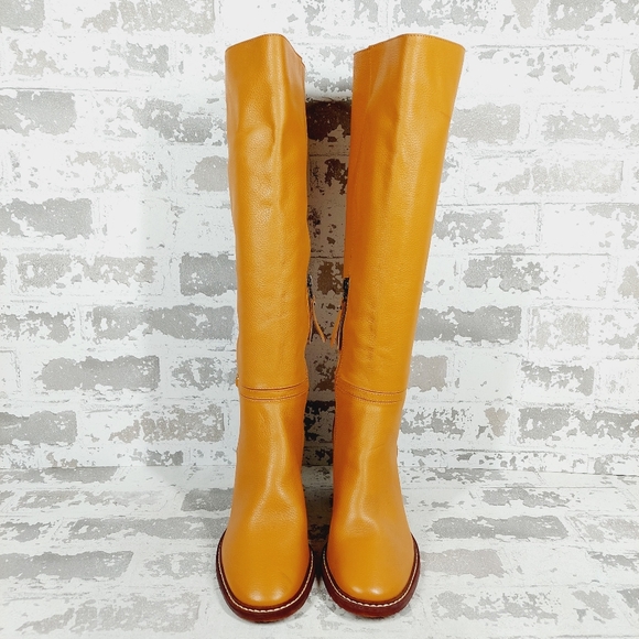 NEW Sam Edelman Elsy Womens Tan Leather Block Heel Knee-High Boots - Picture 7 of 14